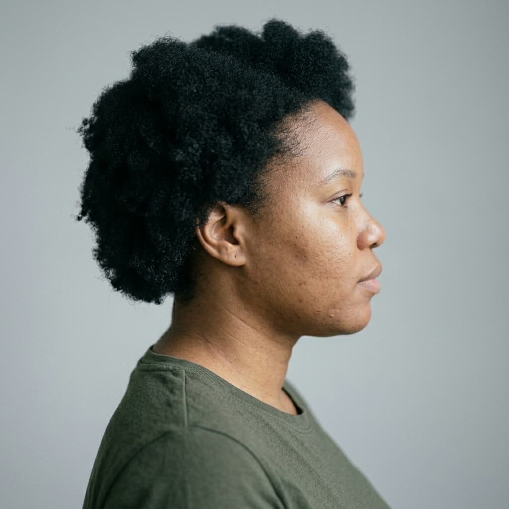 Rebecca Adams (AI-generated example portrait): Side