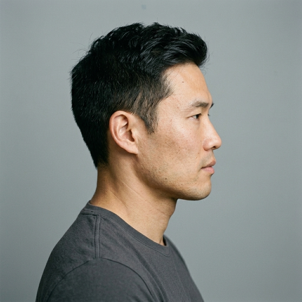 David Kim (AI-generated example portrait) — Side