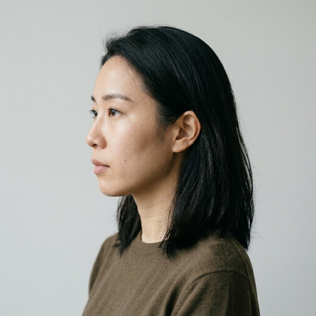 Sarah Chen (AI-generated example portrait) — Side