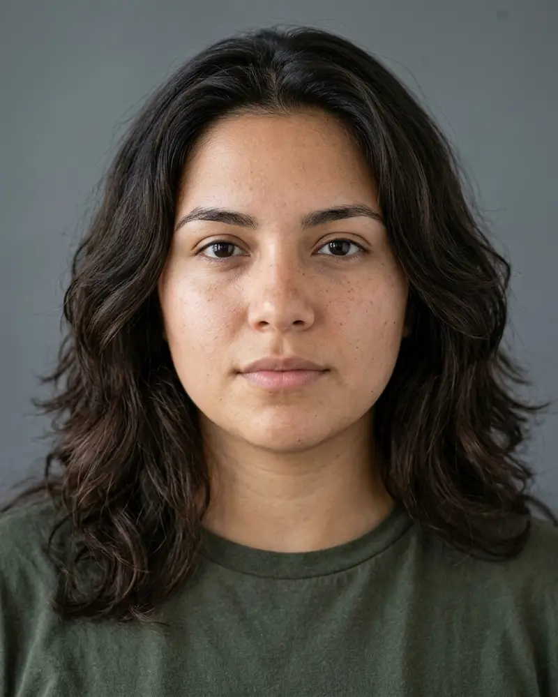 AI-generated example face of Lena, used for a sample Objektiv analysis